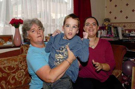 Callum Jarvis with grandmother Jean and mum Kelly