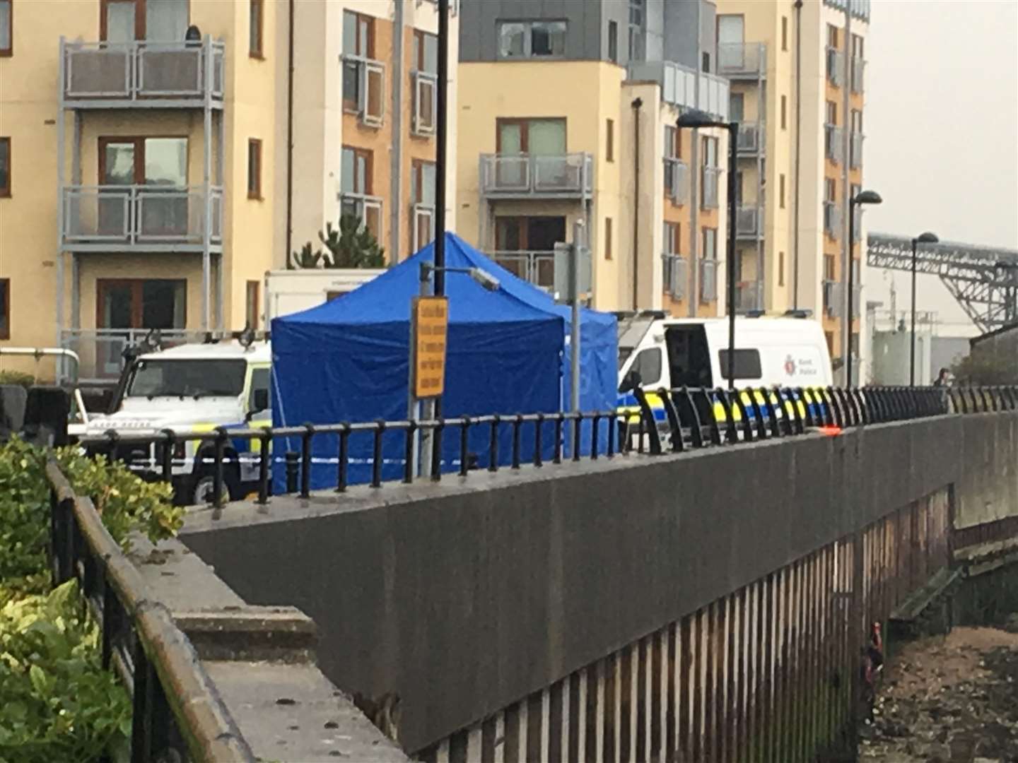 Police divers were seen searching the Thames by North Star Boulevard off Station Road at the time of Sarah Wellgreen's disappearance