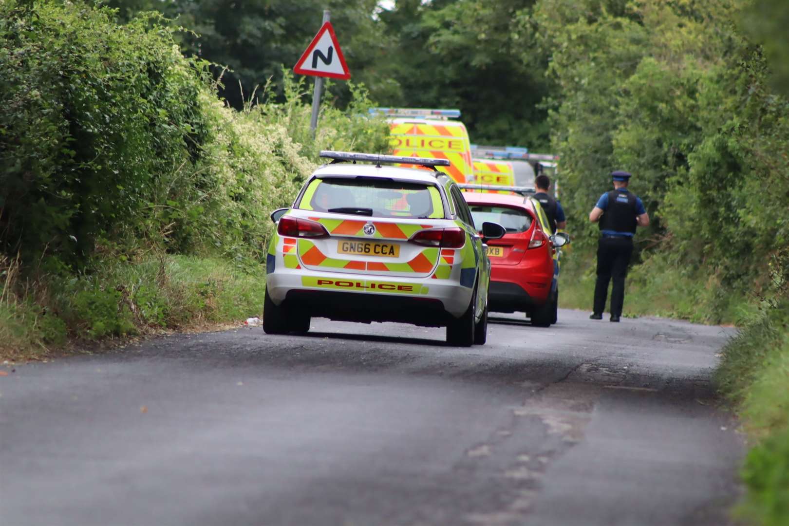 Police carrying out a search in Sittingbourne after the teenage girl was stabbed. Picture: John Nurden