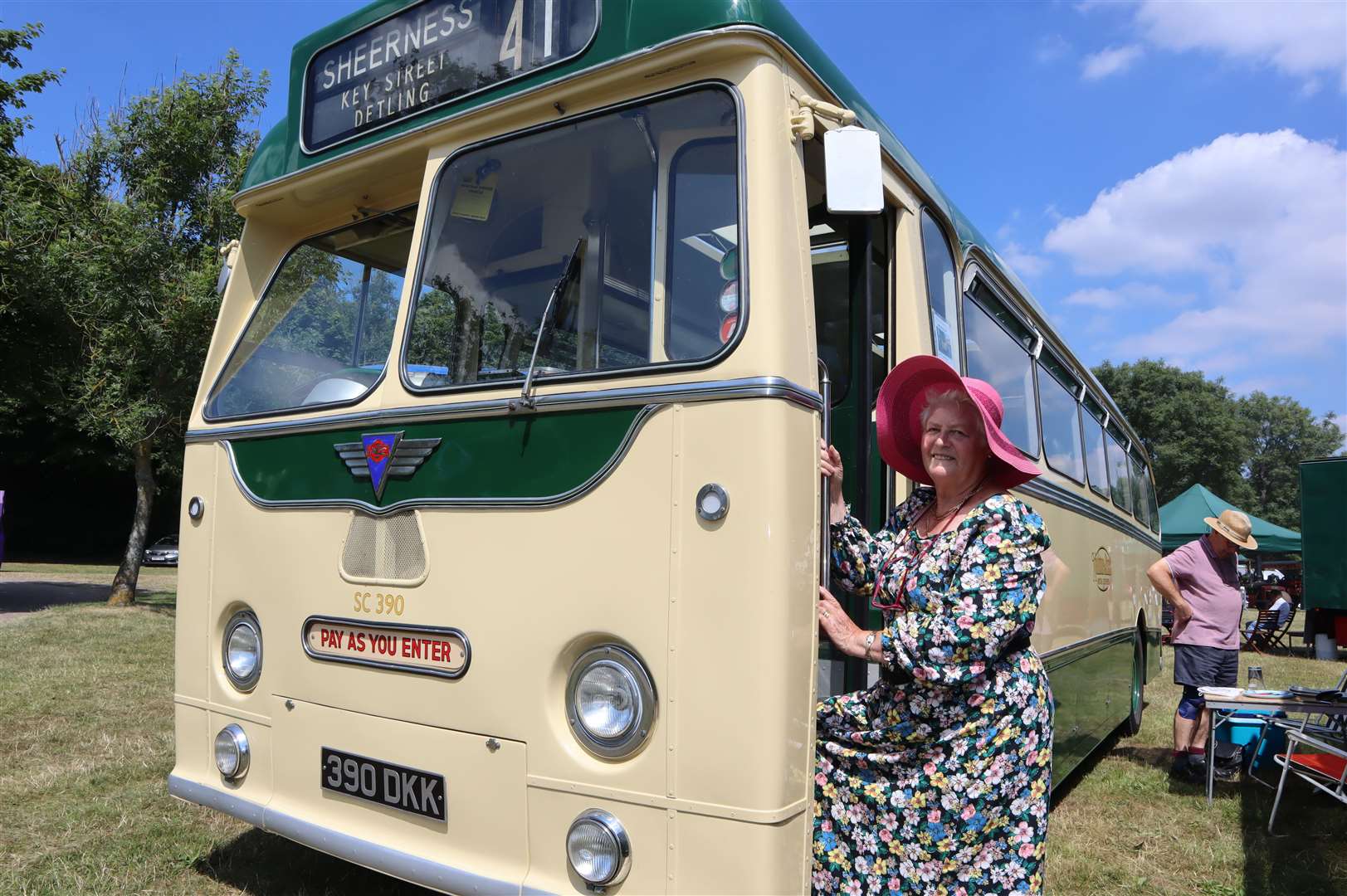 Patricia Catchpole, from Rochester, gets on her 1958 former Maidstone and District AEC 36-seater coach