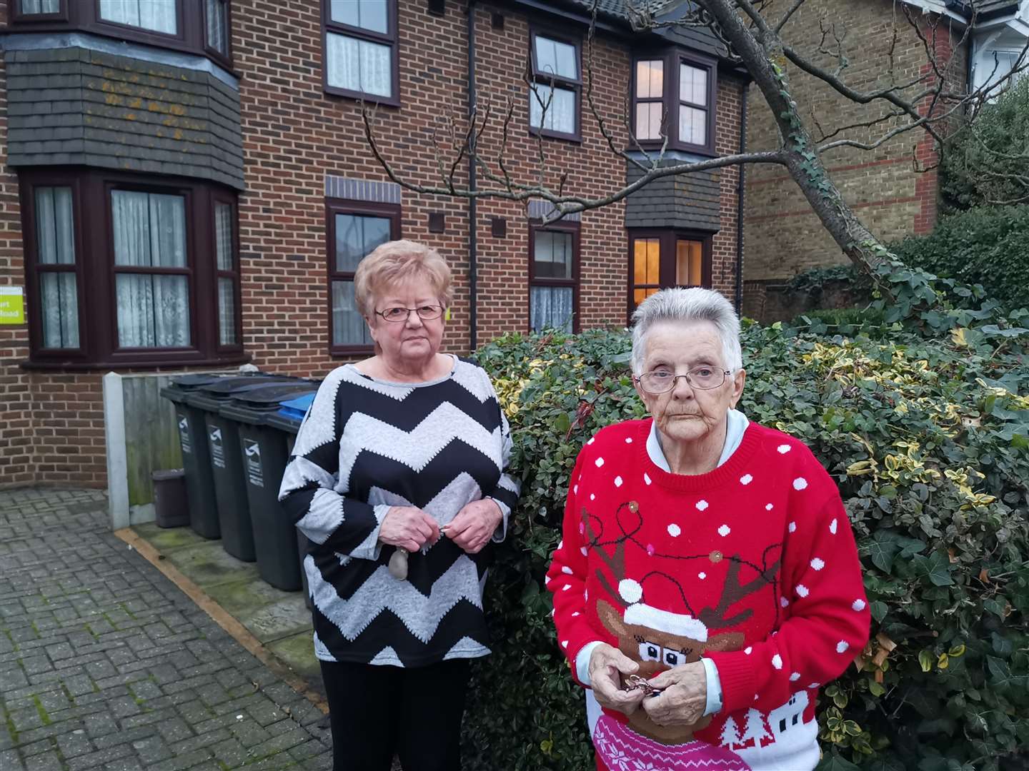 Irene Swan and May Divers were told to take the lights down from the hedge outside their retirement apartments