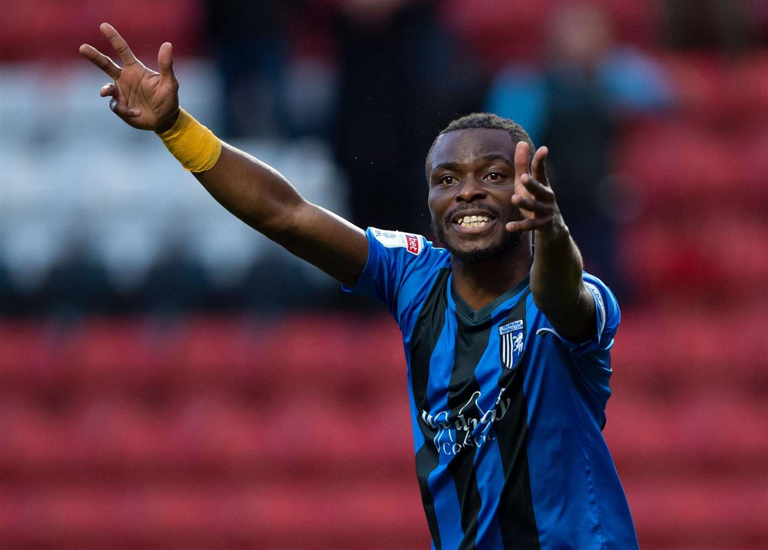 Gabriel Zakuani appeals for offside as Gills concede the opener at Charlton Picture: Ady Kerry