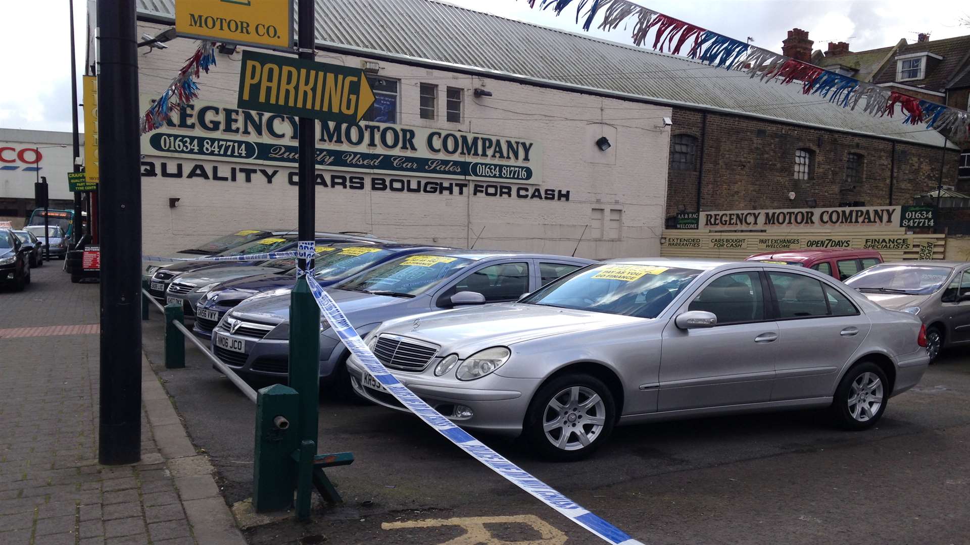 The Regency Motor Company forecourt in The Brook, Chatham, was targeted