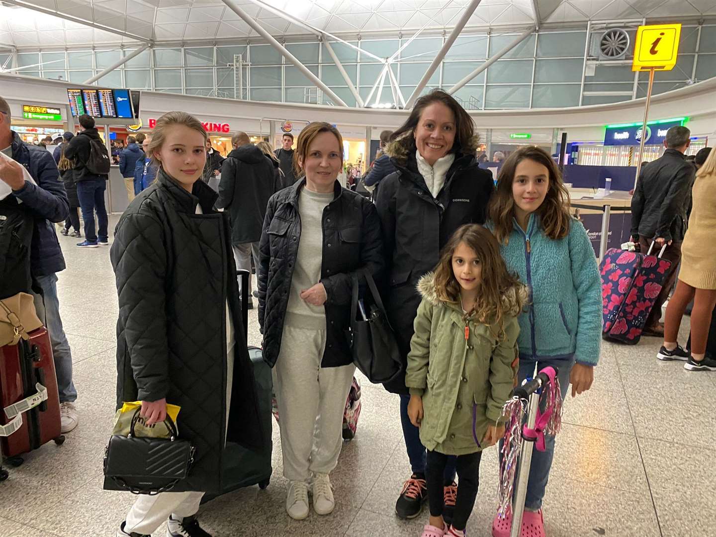 Yulia, left, Oksana, middle left, Olga Vyoralova middle and Olga's two daughters at London Stansted