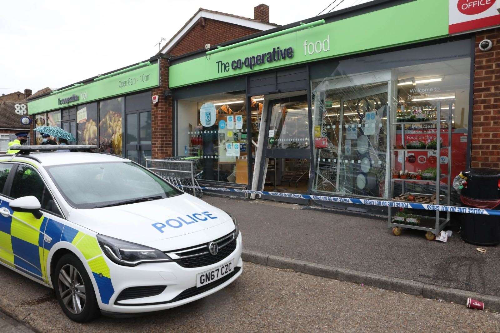 The Co-op on the Isle of Grain has been closed this morning while police carry out an investigation after the shop was ram-raided by thieves overnight. Picture: UKNIP