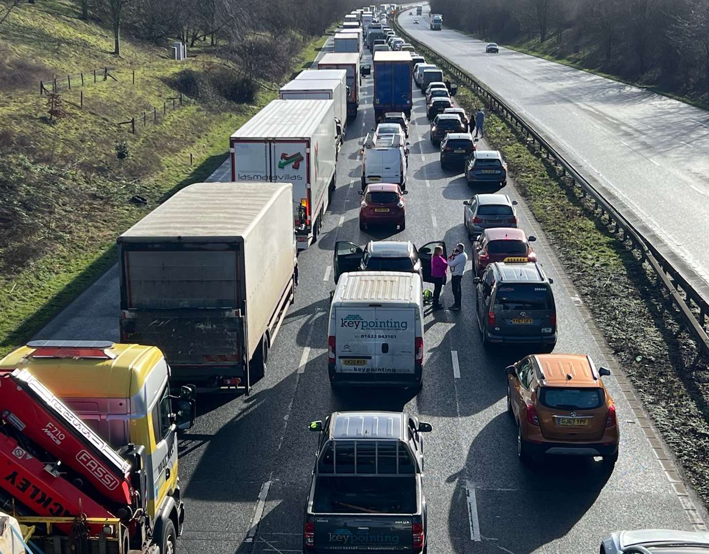 Traffic was held on the coastbound M20. Picture: Barry Goodwin