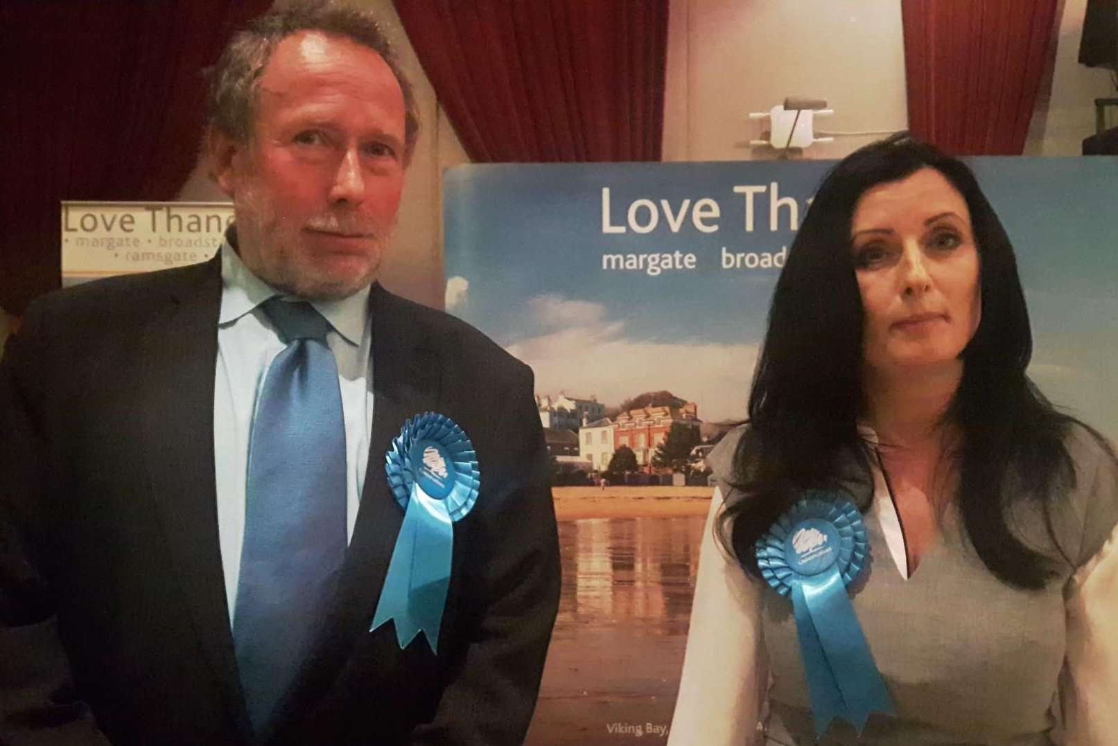 Ken Gregory and Emma Dawson at the Thanet election count in May