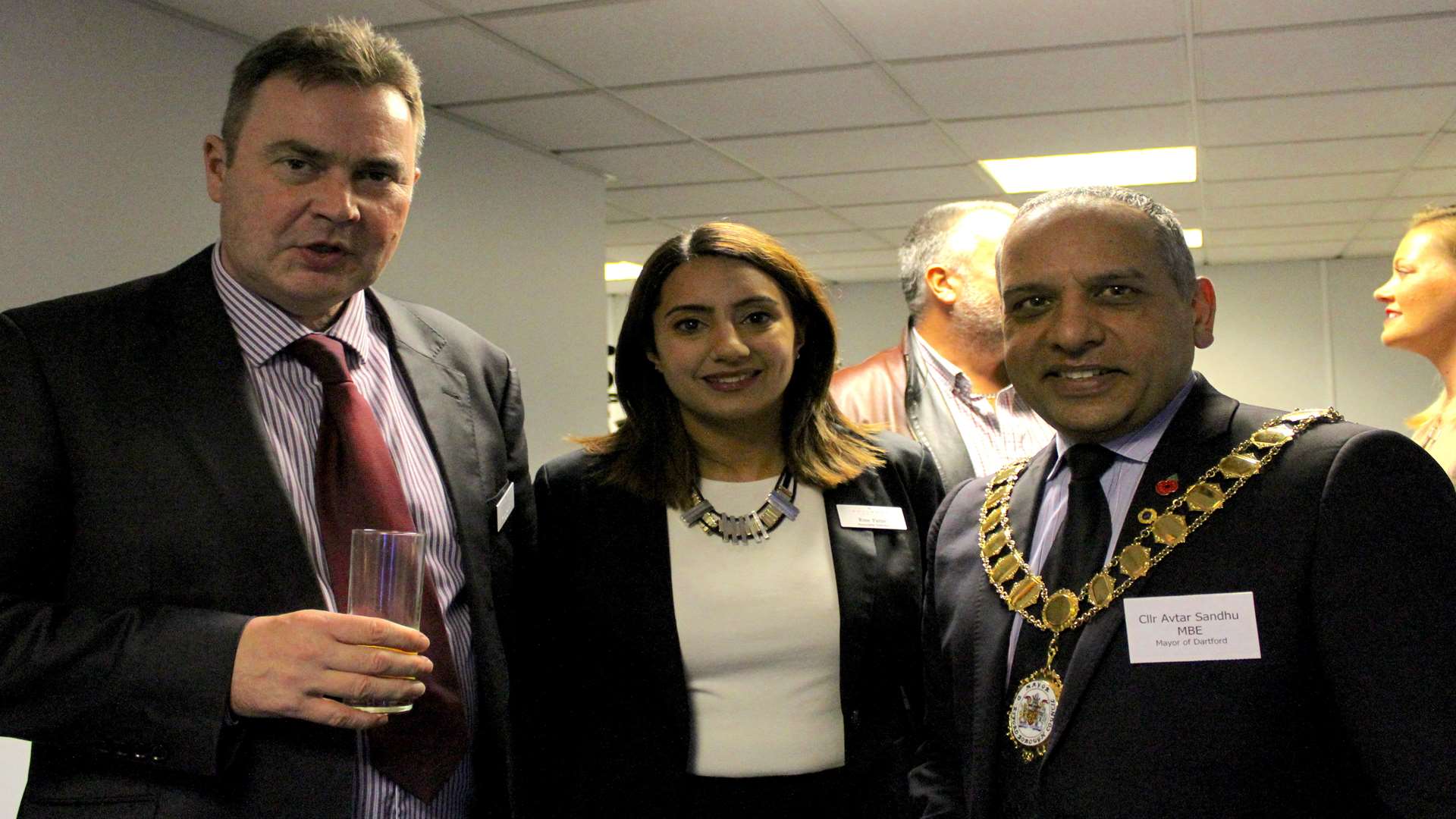 David Brown and Rina Pattar, two members of the Gullands Gravesend team, with the Mayor of Dartford Cllr Avtar Sandhu