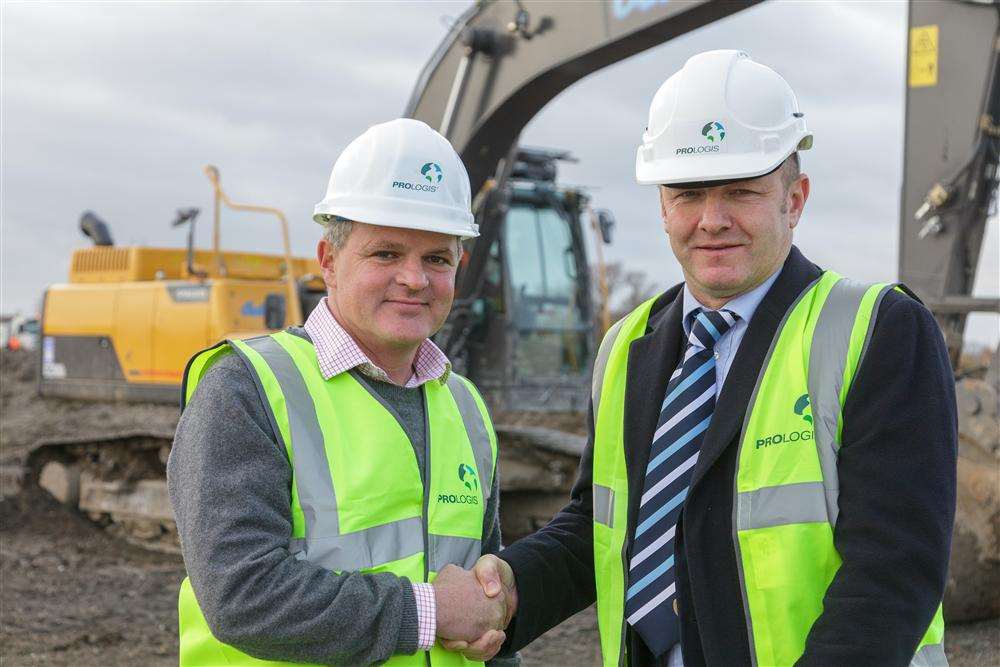 Patrick Riley of Bathroom Brands and David Hance of Crosswater Holdings Ltd at the Bridge site where their new office is being built