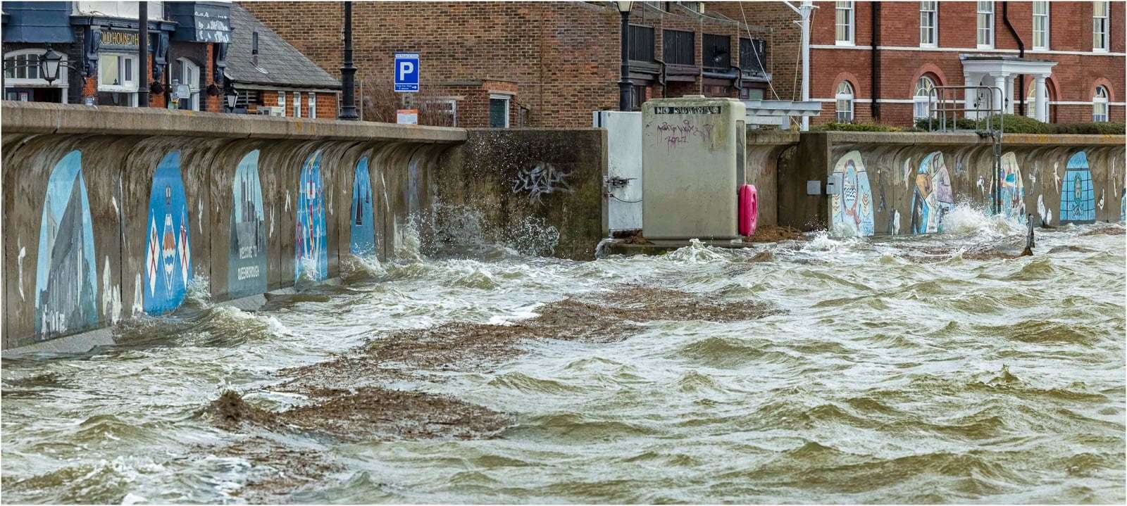 High tide at Queenborough, Sheppey. The town was saved by the flood gates. Picture: Henry Slack