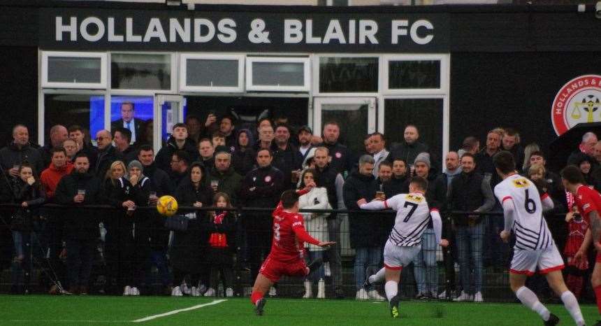 A record crowd watched Hollands & Blair play Deal Town on their new 3G pitch. Picture: John Anderson