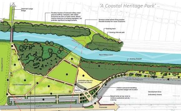 Sketch shows proposed coastal park set for Princes Parade. Photo: FHDC planning portal/Mark Hanton Studio