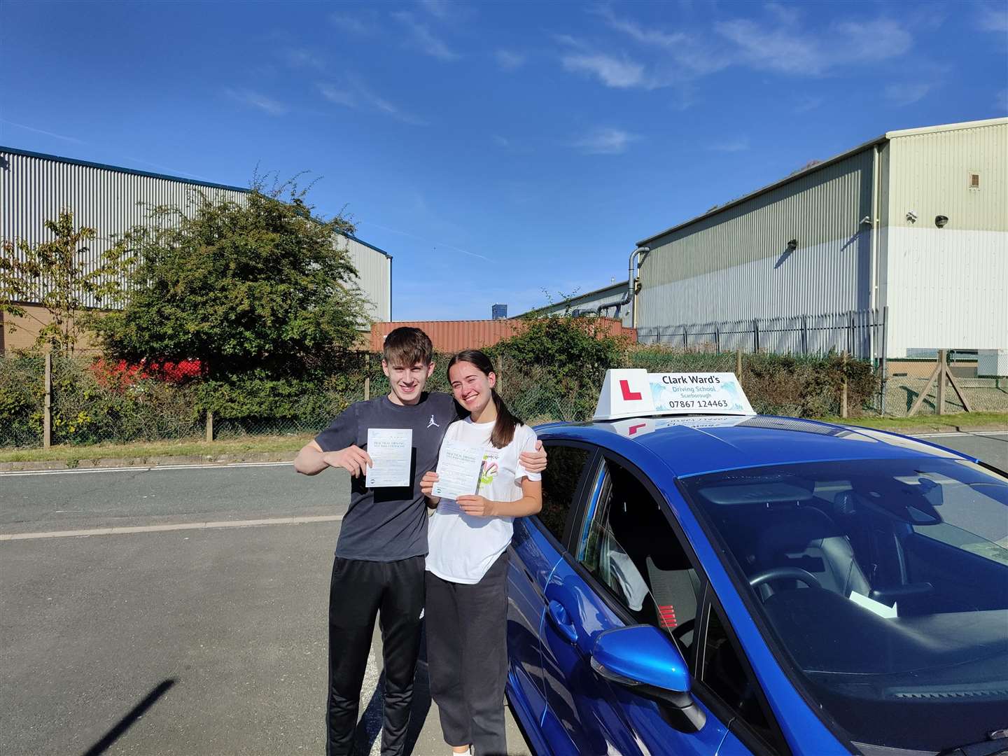 Twins Alfie and Emma Willis passed their driving tests at the same time (Clark Ward Driving School/PA)