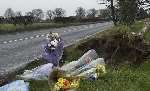 Floral tributes at the crash scene
