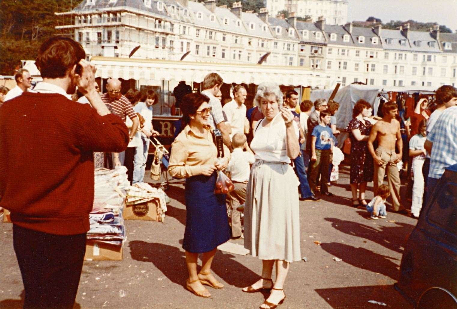 The Sunday market on Folkestone seafront in 1982. The area is now being transformed with hundreds of new apartments being built by Sir Roger De Haan. Picture: Brigitte Orasinski