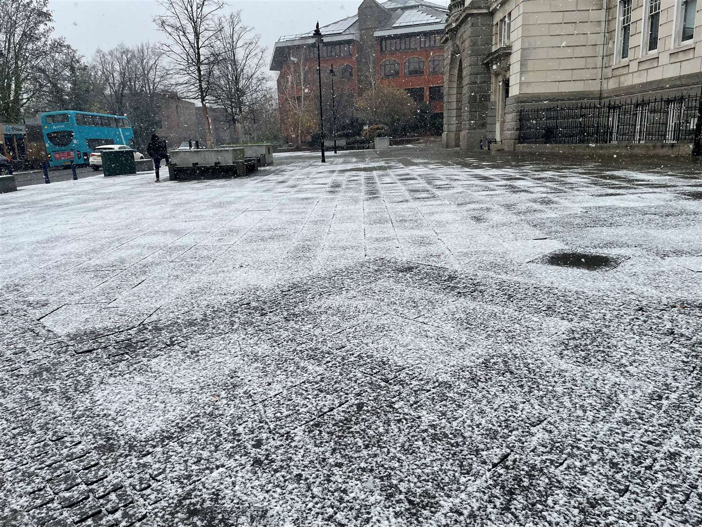 County Hall in Maidstone has been left covered in snow