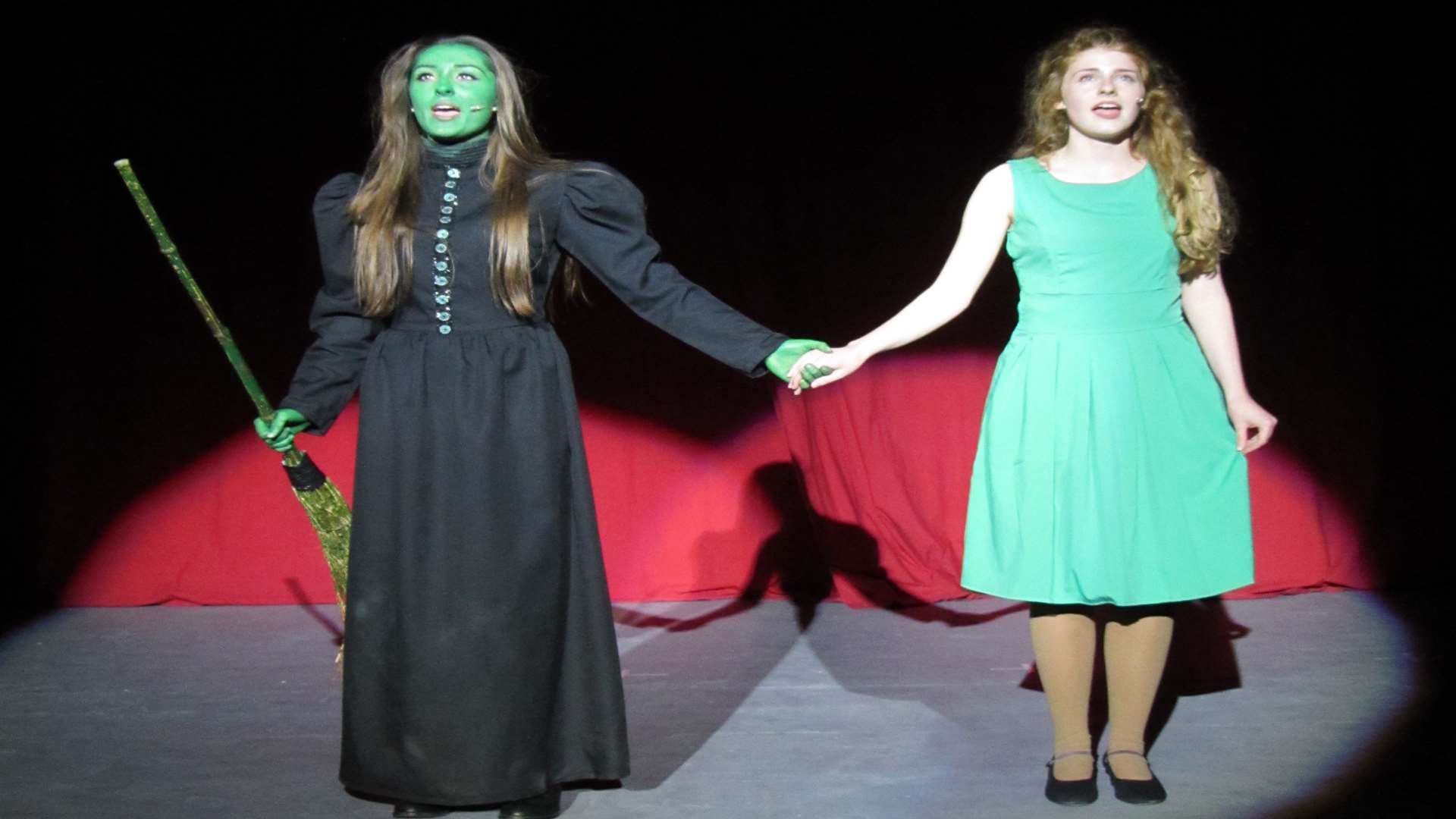 Beth King as Elphaba the Wicked Witch of the West and Josie Davis as Galinda the Good in Wicked