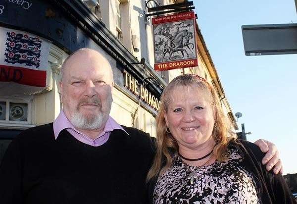 Geoffrey and Clare Parslow on the day they took over The Dragoon in 2016