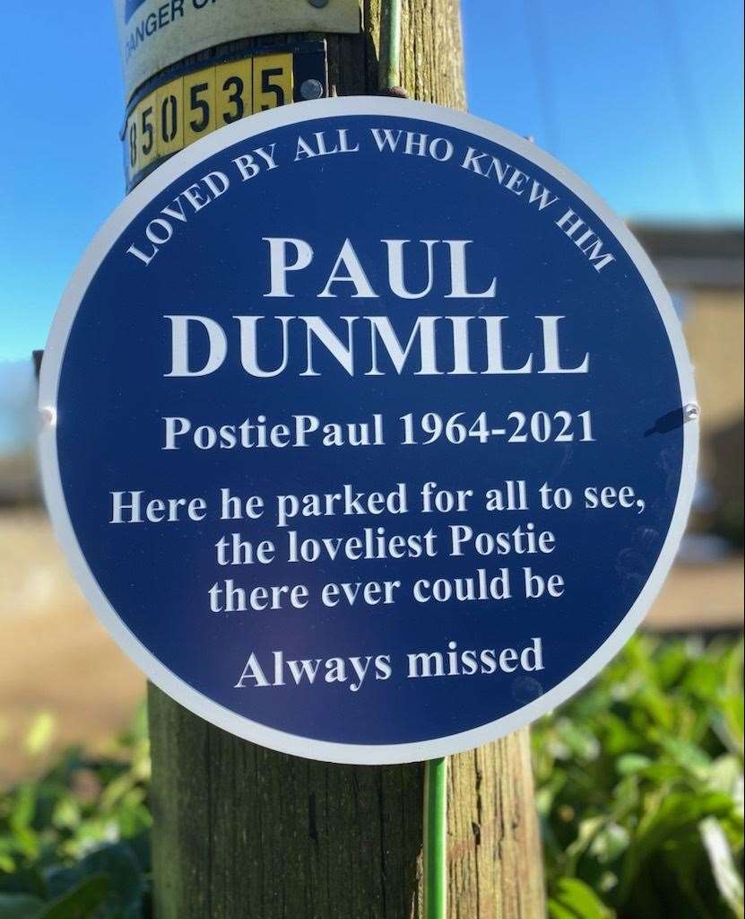 A blue plaque to Paul Dunmill