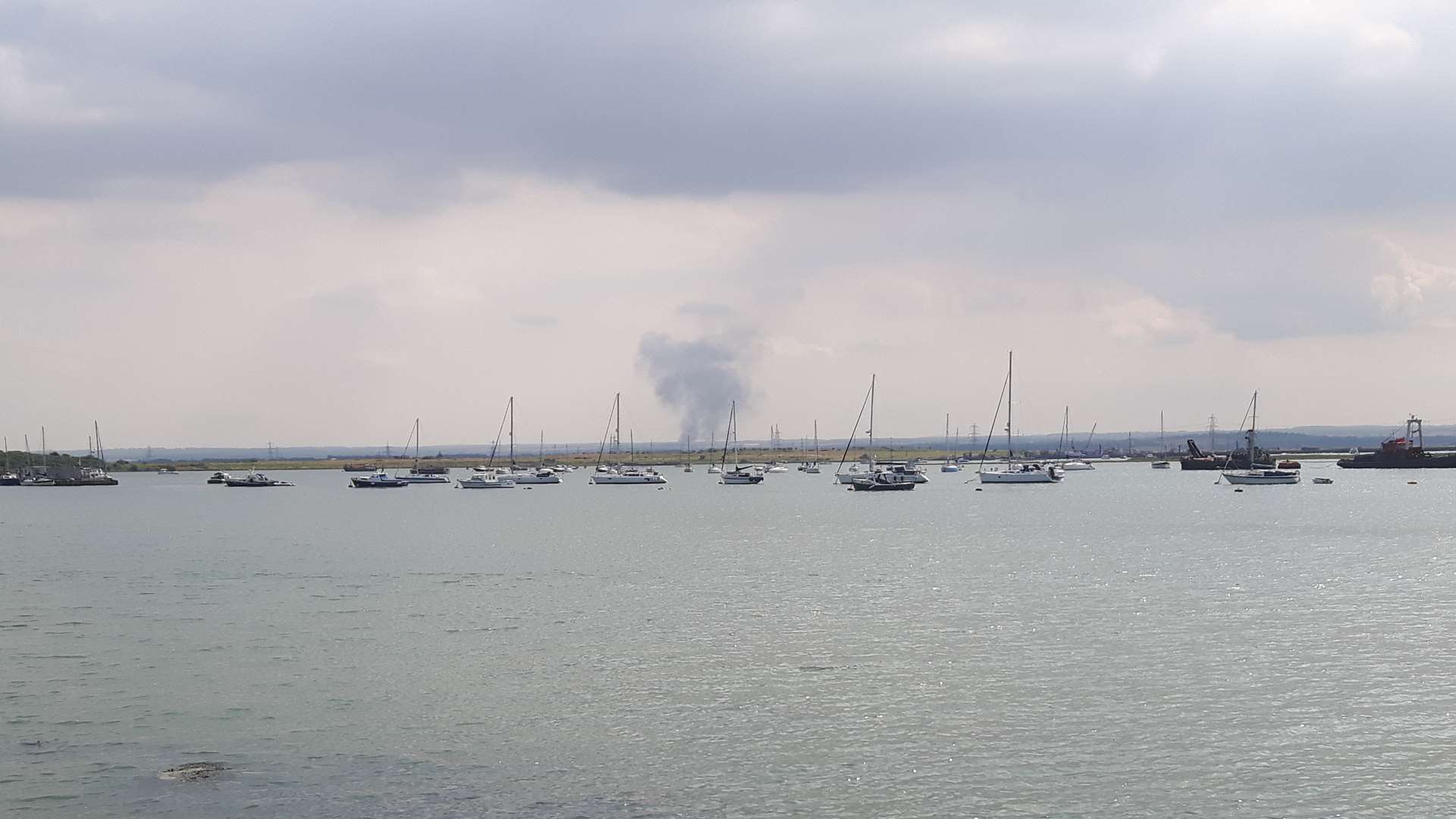 Plumes of smoke from the Bredgar blaze seen from Queenborough