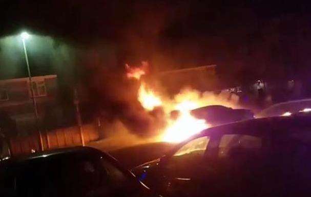 The car was set alight in Beaver Road