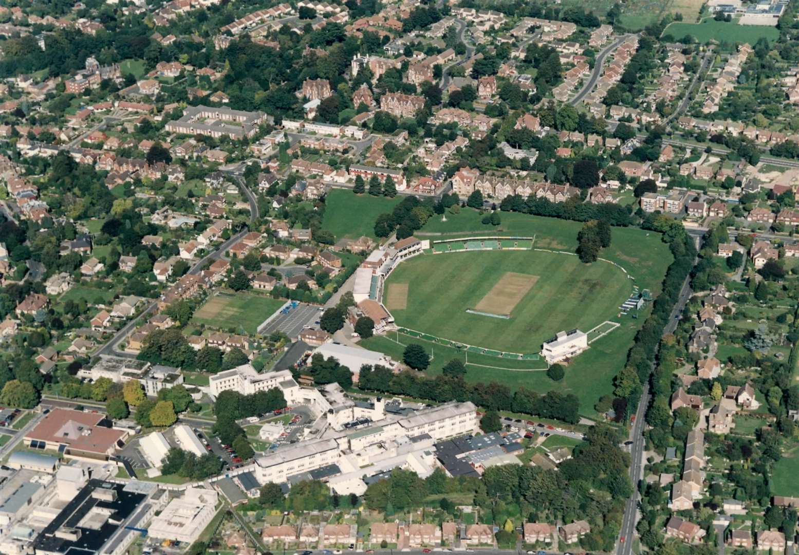 St Lawrence Ground pictured in 1995. The ground had been relatively unchanged for many years until then but several projects have taken place in the last 25 years