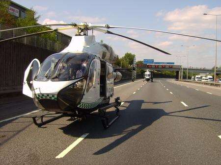 Air ambulance lands on the M20