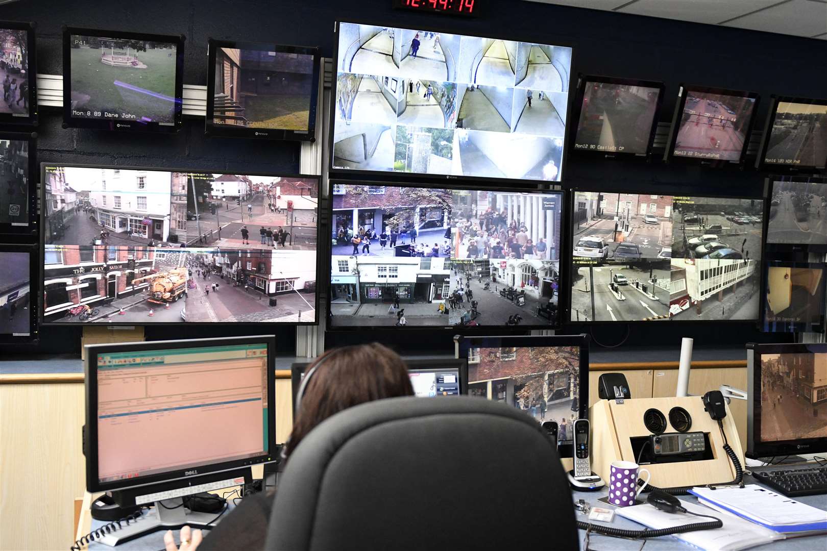 Inside the CCTV room at the Council Offices in Canterbury. Picture: Barry Goodwin