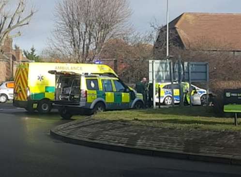 Police and ambulance crews at the scene on Sunday, January 28