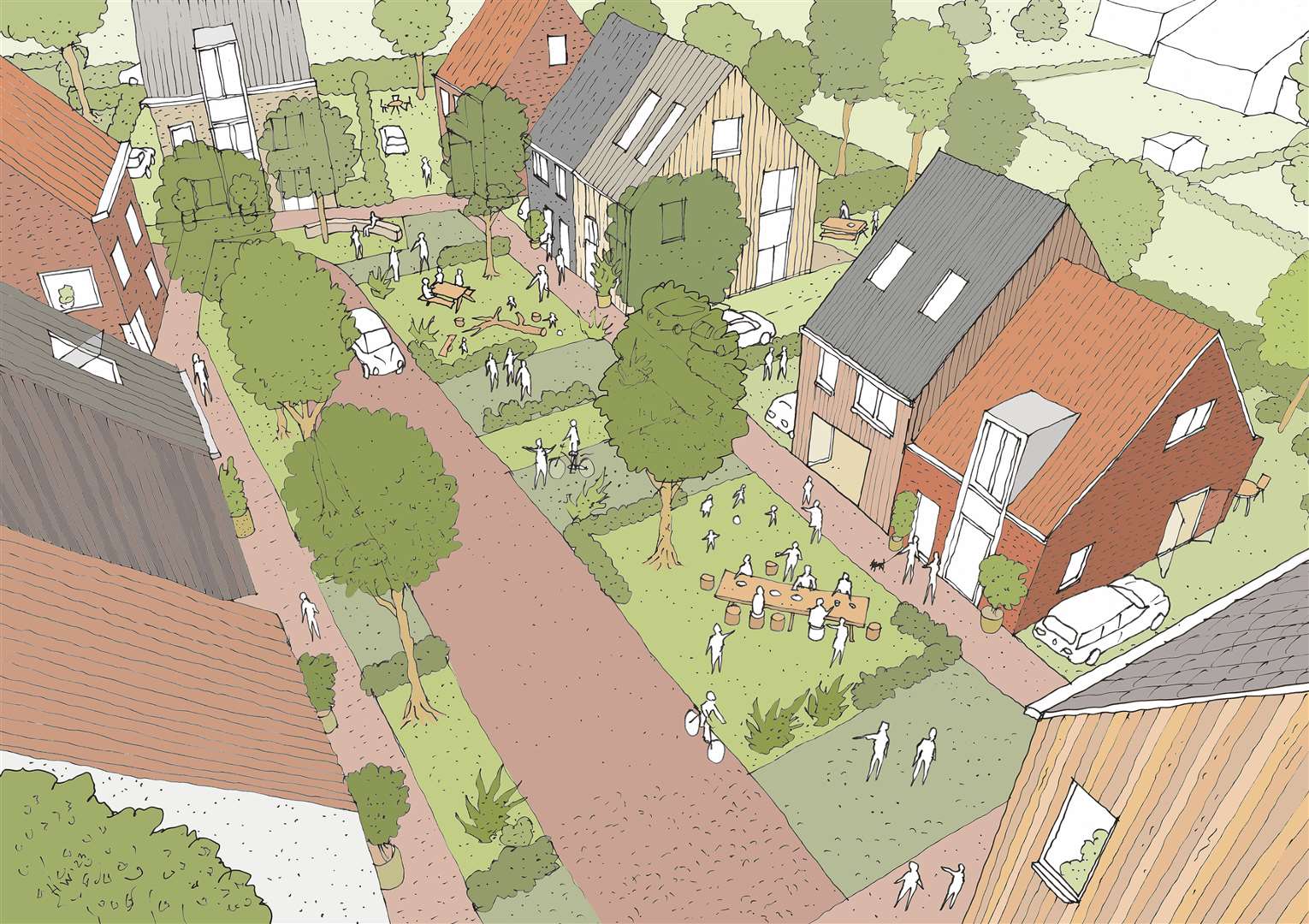 A CGI of how the homes in Orchard Farm could look. Picture: Steenvlinder and Urbanise