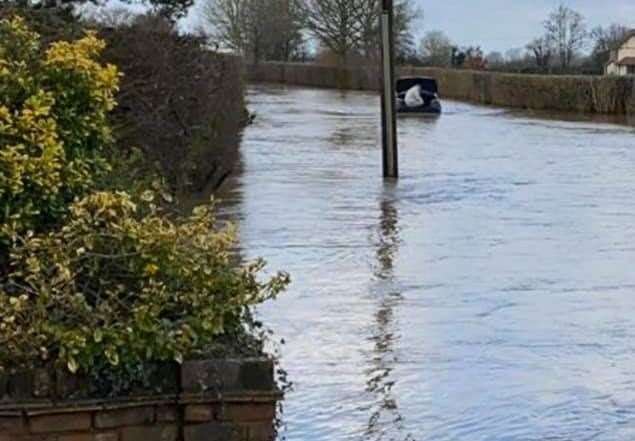 Green Lane in Yalding is submerged in water