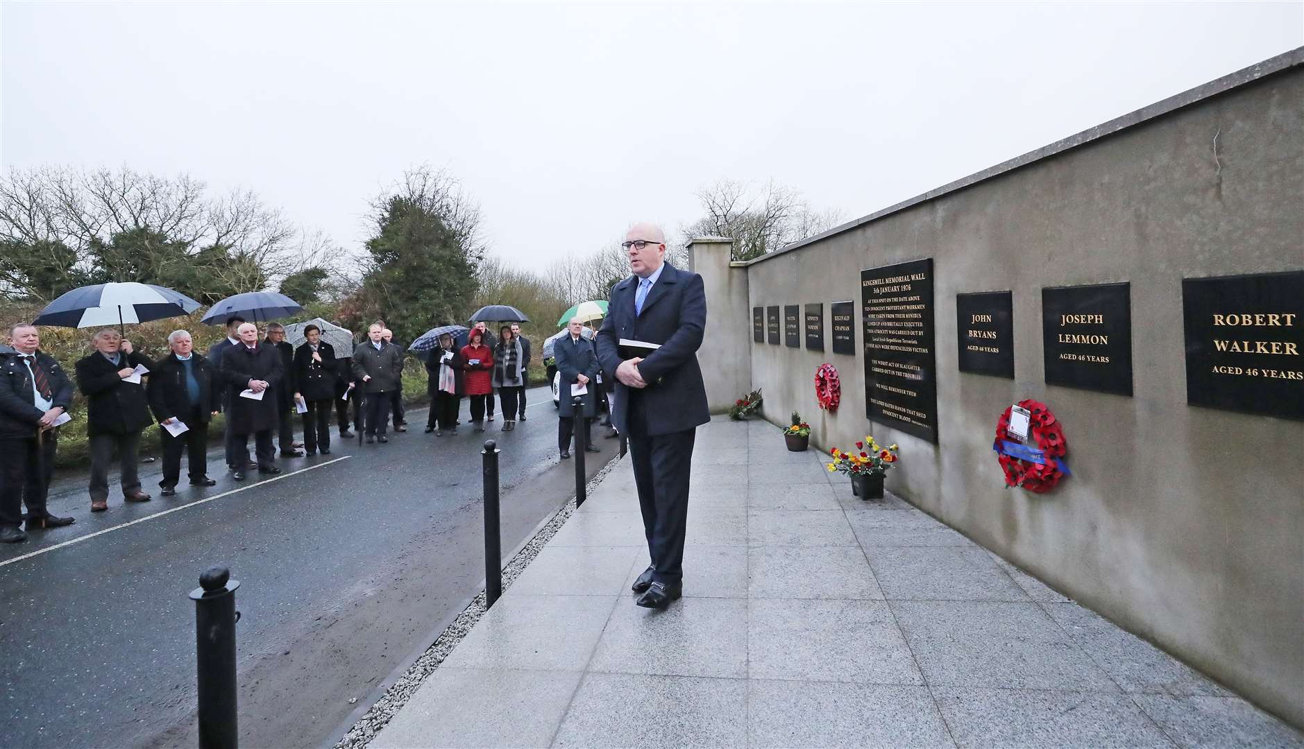 A memorial service at the scene of the atrocity in Co Armagh (PA)