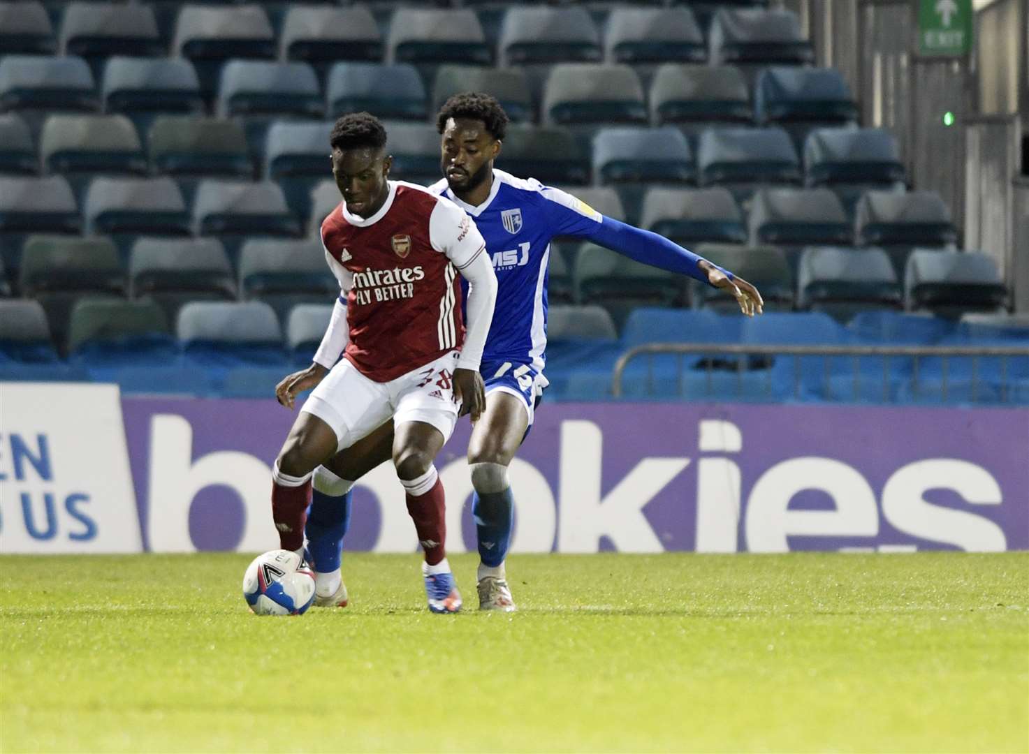 Christian Maghoma up against Arsenal under-21s in the.EFL Trophy last season Picture: Barry Goodwin