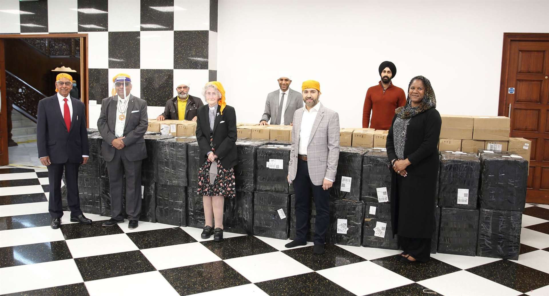 Some of the supporters of the campaign to send oxygen equipment to India at the Guru Nanak Darbar Gurdwara, Gravesend. Picture: Sarah Knight (47244732)