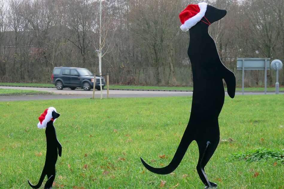 Meerkats in Christmas hats have been spotted on the roundabout. Pic: Andy Clark