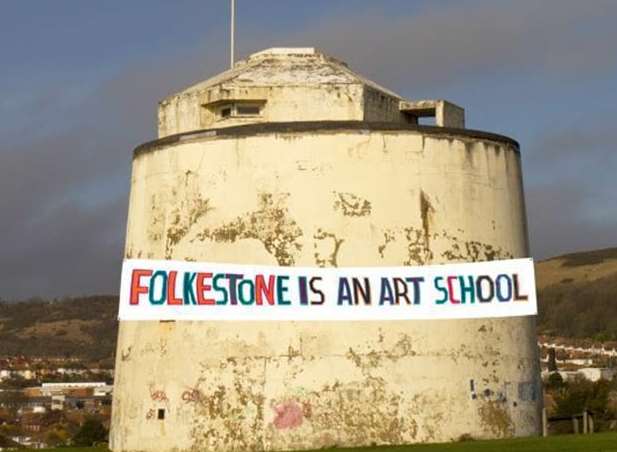 The slogan Folkestone is an Art School will be displayed throughout the town as part of the triennial, promoting Folkestone as an art-friendly place to learn and live
