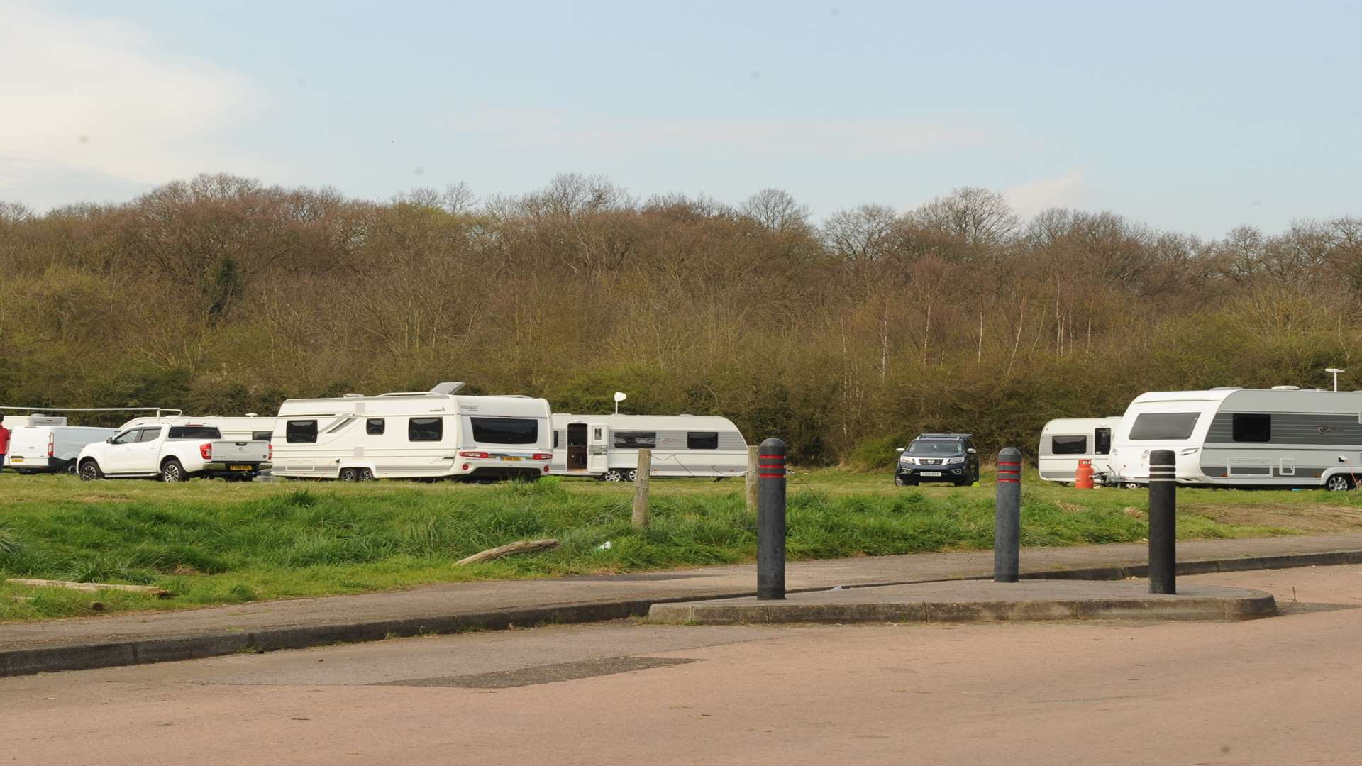 Travellers moved onto a playing field in Lodge Hill Lane, Chattenden