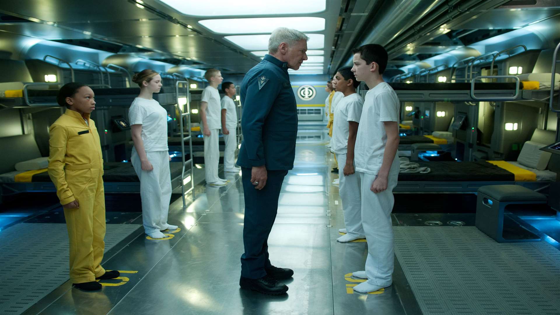 Ender's Game, with Harrison Ford as Colonel Hyrum Graff and Asa Butterfield as Ender Wiggin. Picture: PA Photo/Entertainment One