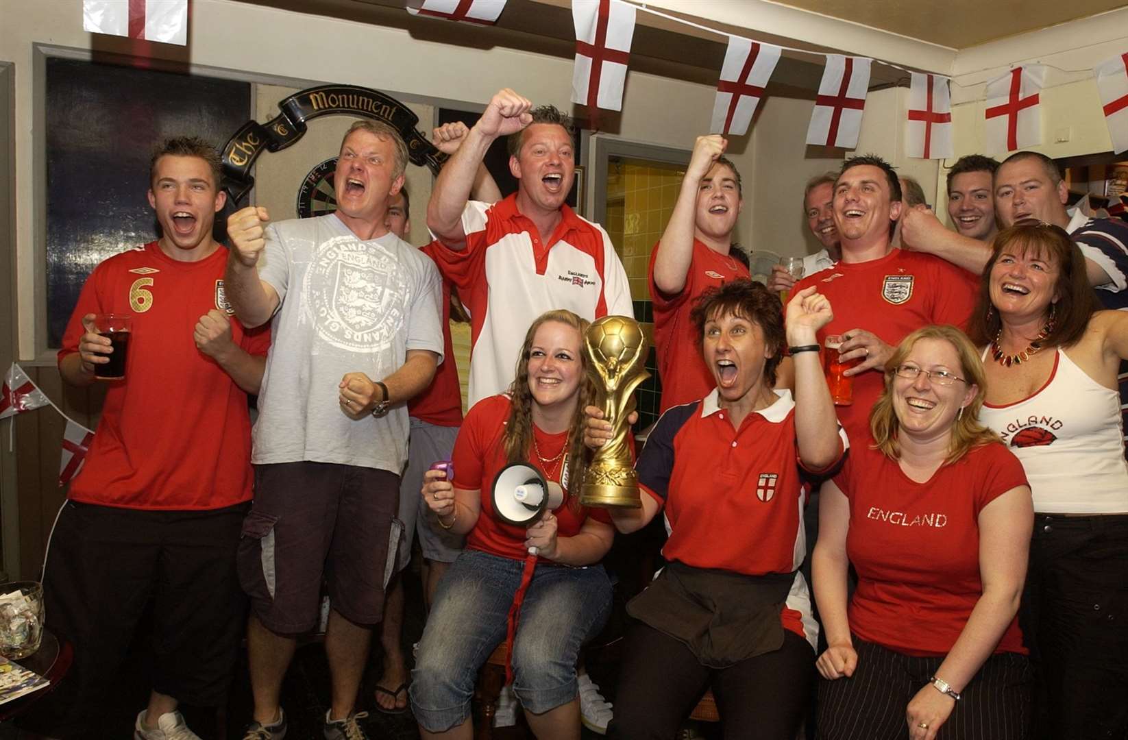 Fans watching the England v Portugal match at the Monument, Whitstable, in 2006.