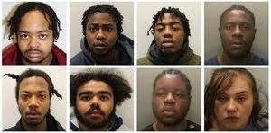 Some of those convicted: from left to right, top to bottom, Rhys Walcott-Holder, Chris Thomas, Tife Orawusi, Tevin Nugent, David Mundle, Kyle Milton, Taylor Mackey, Kayce Leigh (14428843)