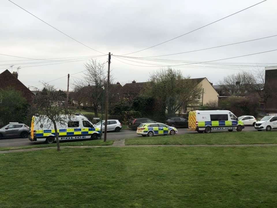 Two police vans and a car were spotted in Keyes Road, Dartford, this morning (7975875)