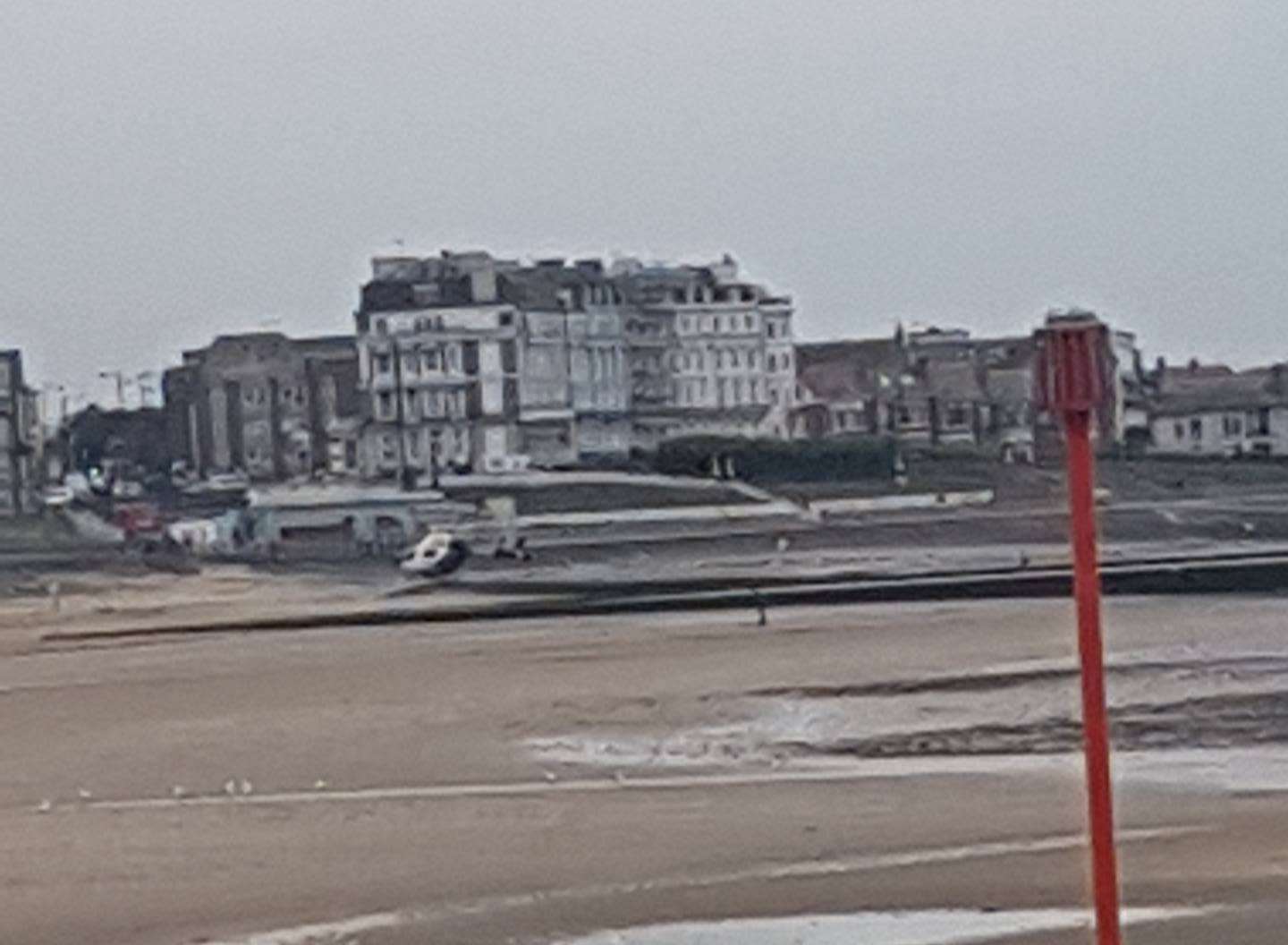 The air ambulance landed at Margate seafront. Picture: Nadine Fullarton