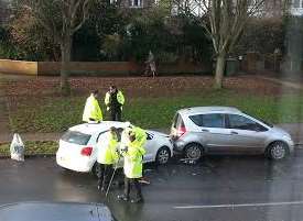 Police at the scene of the crash