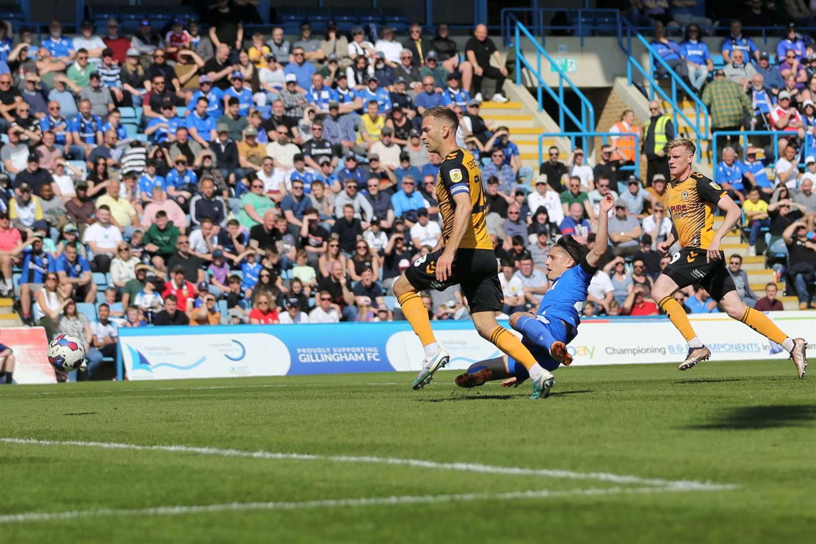 Tom Nichols with a chance for Gillingham in the first half