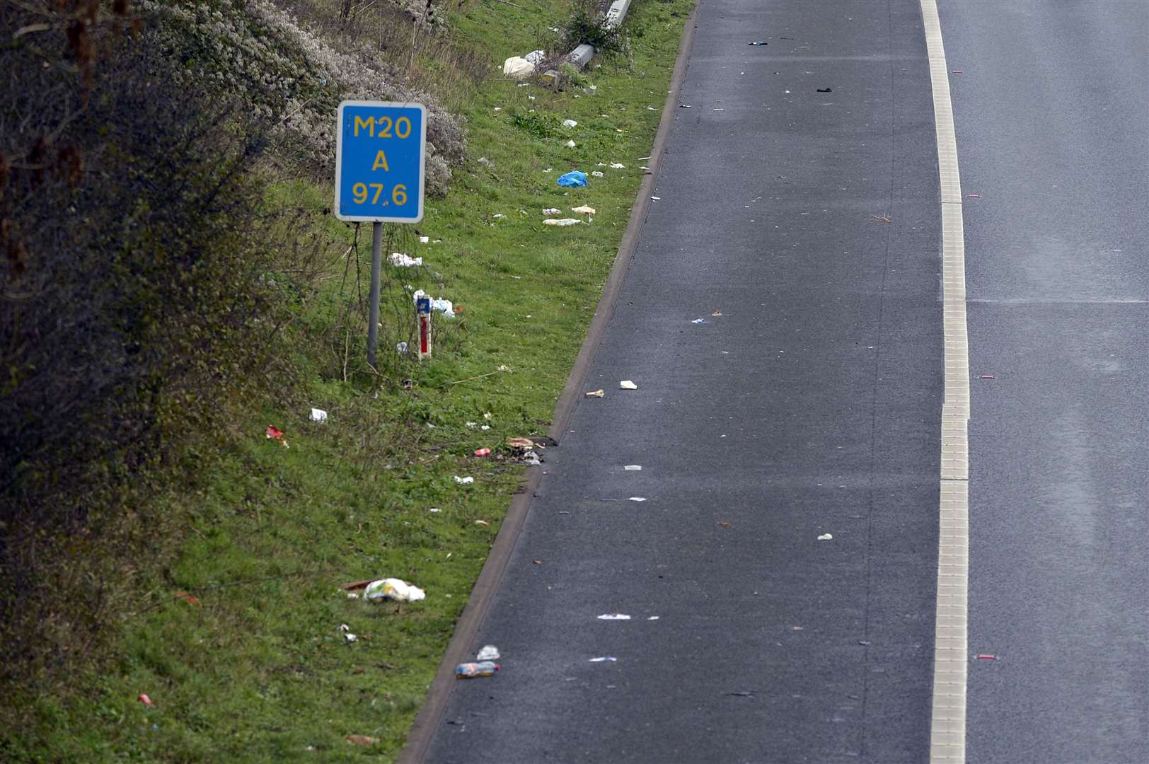 Rubbish at the side of the M20. Picture: Barry Goodwin
