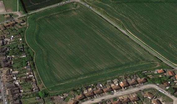 An aerial view, facing south, of the planned development site. Cross Road is on the right. Cross Road is on the right. Picture: Google Maps