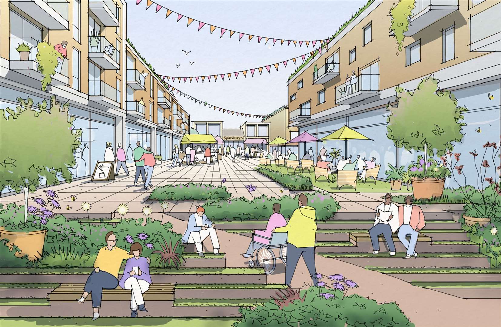 A proposed image of how a new town square development in Tonbridge could look. Picture: Tonbridge and Malling council