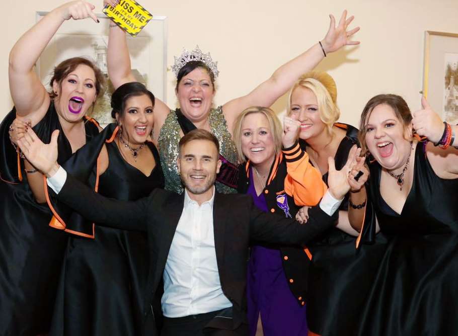 Take that... and party! Atty and her friends make the moment last forever with Gary Barlow