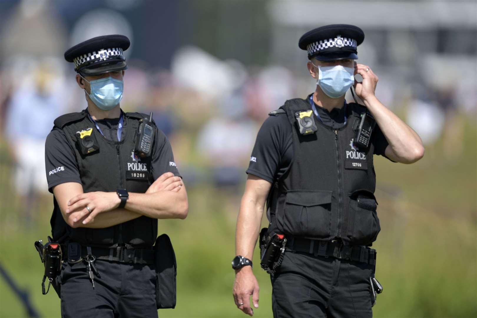 Kent police kept order - and kept safe with their face coverings. Picture: Barry Goodwin (49307731)
