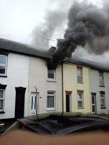 Fire caused by lightning strike in Fox Street, Gillingham Ã± picture taken by neighbour Milo Turner, aged 14